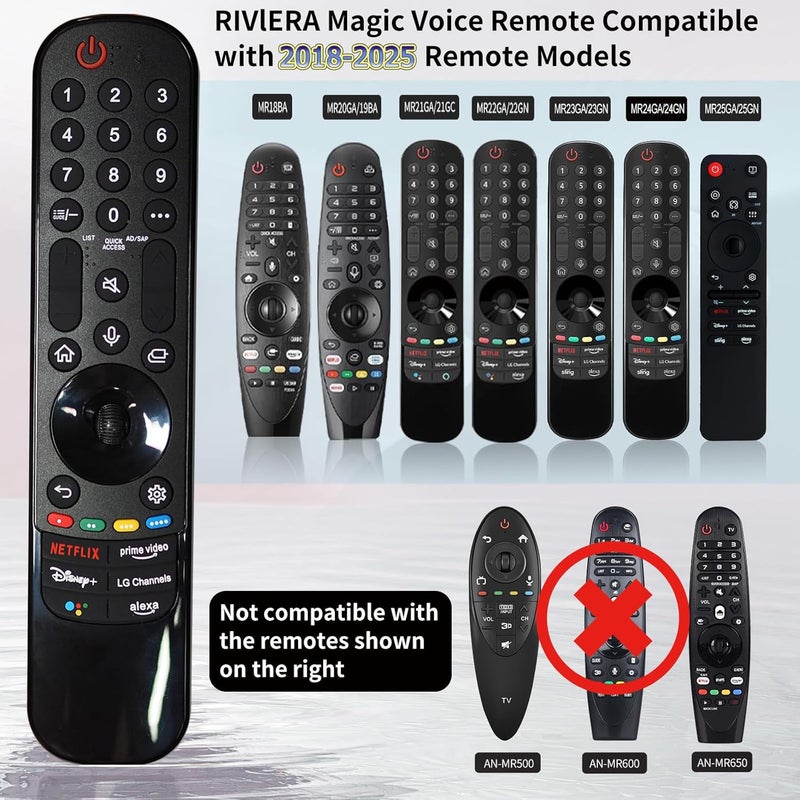 Riviera Magic Remote for LG Smart ThinQ OLED Nanocell WebOS UHD TV with Voice and Pointer Function Compatible with Year 2018-2024 MR24/23/22/21/20GA MR18BA MR22/23/24GN - Image 1