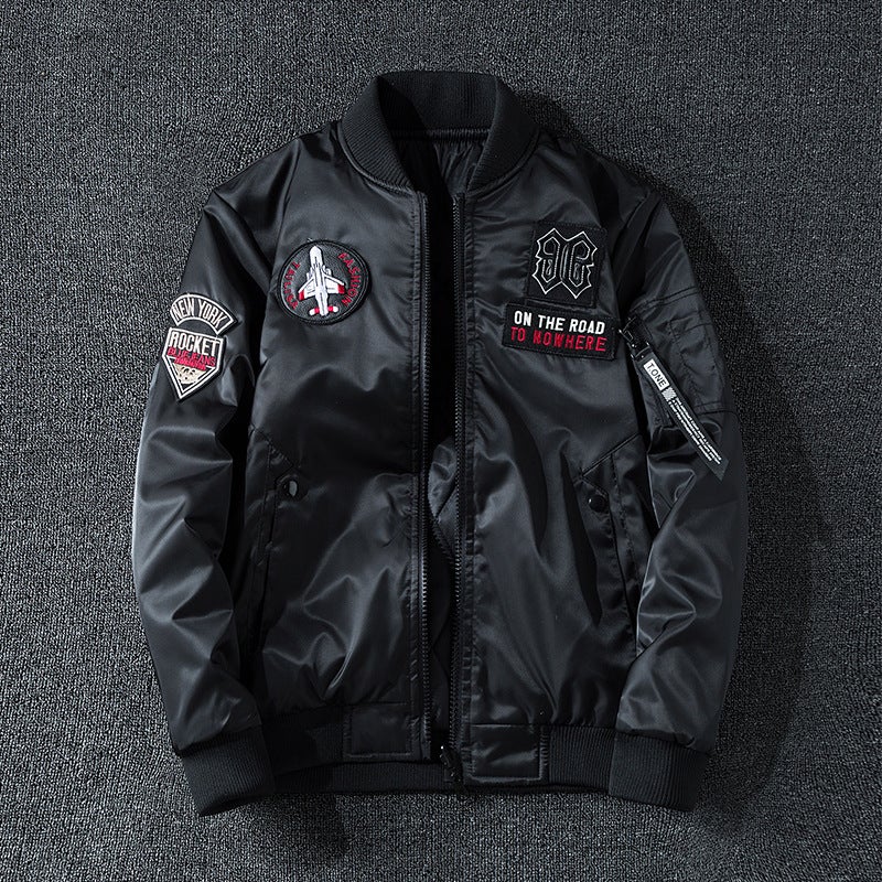 Double-Sided Wearing Plus Cotton Flying Jacket Cotton-Padded Jacket Pilot Heavy-Duty Embroidered Down Cotton-Padded Jacket Warm Trendy Large Size Cotton-Padded Jacket - Image 3