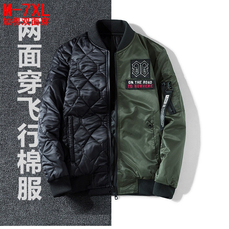 Double-Sided Wearing Plus Cotton Flying Jacket Cotton-Padded Jacket Pilot Heavy-Duty Embroidered Down Cotton-Padded Jacket Warm Trendy Large Size Cotton-Padded Jacket - Image 2