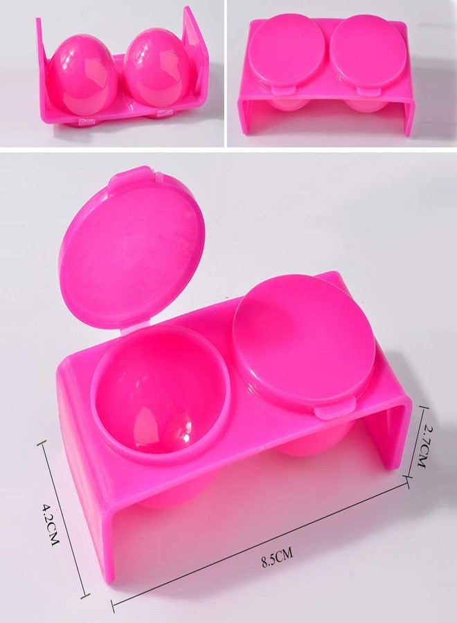 lasenersm 4 Pieces Plastic Double Dappen Dish Plastics Nail Art Tools Bowl Cup Soaking Dappen Dish with Lid for Mixing Acrylic Powder Liquid Nail Art Manicures Products, White and Rose-Red - Image 3