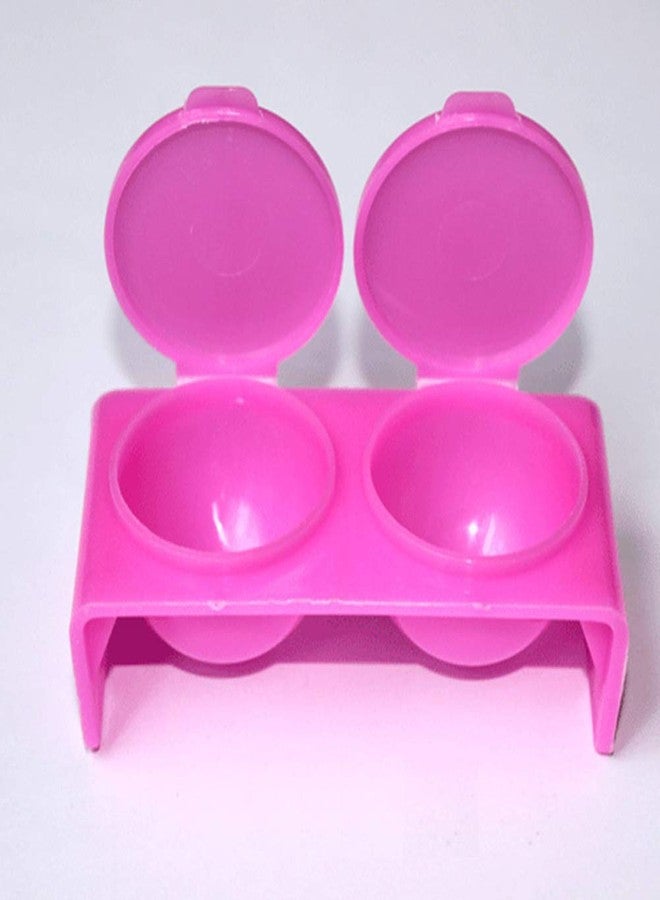 lasenersm 4 Pieces Plastic Double Dappen Dish Plastics Nail Art Tools Bowl Cup Soaking Dappen Dish with Lid for Mixing Acrylic Powder Liquid Nail Art Manicures Products, White and Rose-Red - Image 4