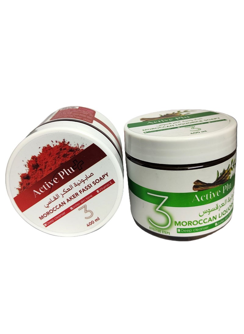 ACTIVE PLUS MOROCCAN AKER FASSI SOAPY AND Active Plus MOROCCAN LIQUORICE SOAPY 400 ML