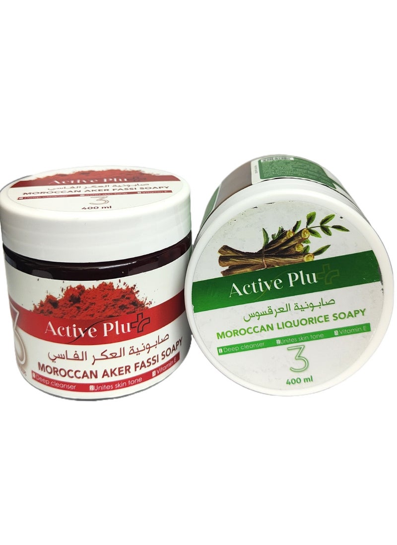 ACTIVE PLUS MOROCCAN AKER FASSI SOAPY AND Active Plus MOROCCAN LIQUORICE SOAPY 400 ML
