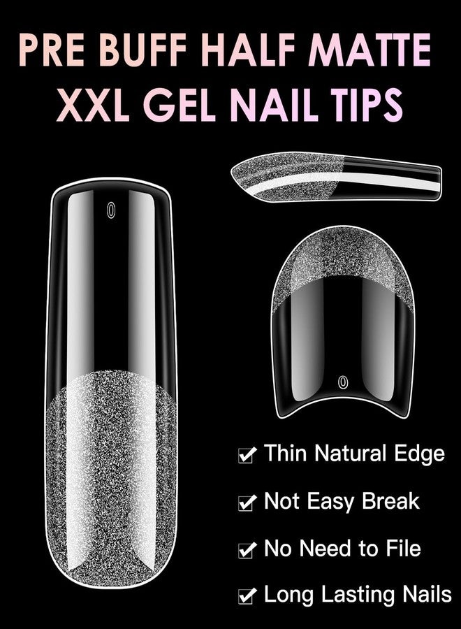 BORNBYME XXL Square Soft Gel Nail Tips, BORNBYME 120 PCS Half Matte False Nails Tips Nail Extenison Tips Gel Nail Tips Acrylic False Nail Tips - Image 2