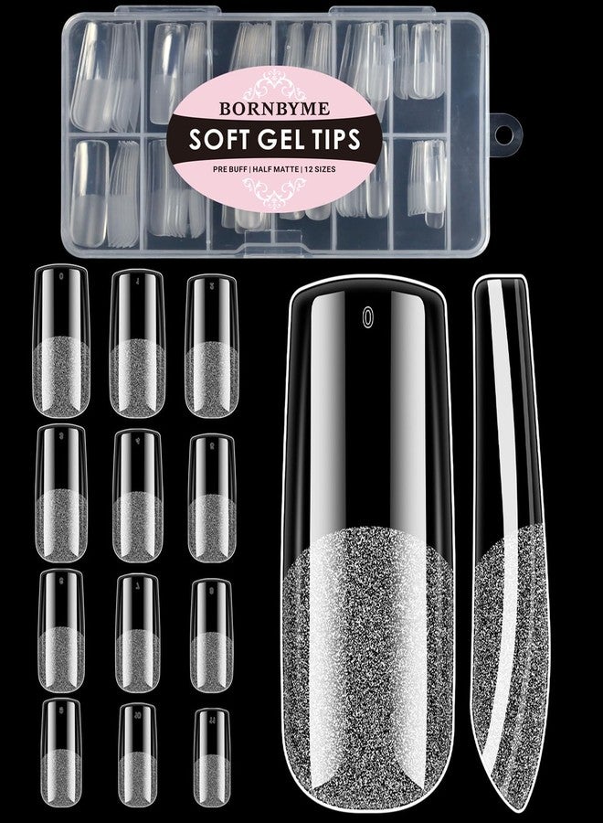 BORNBYME XXL Square Soft Gel Nail Tips, BORNBYME 120 PCS Half Matte False Nails Tips Nail Extenison Tips Gel Nail Tips Acrylic False Nail Tips - Image 1