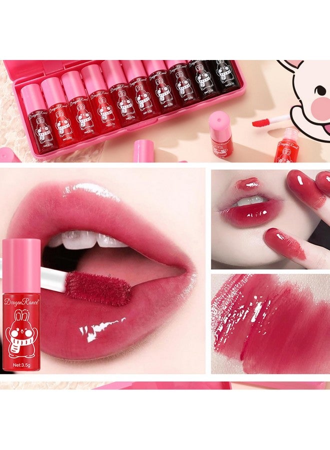 Eakroo 10 Colors Lip Tint Stain Set, Korean Lip Gloss Watery Lip Stain Tint Moisturizing Mini Liquid Lipstick Set, Multi-Use Lip And Cheek Tint, Non-Stick Cup, High Pigment, Long-Lasting, Vivid Color - Image 3