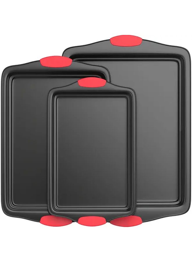 High Temperature Resistant Non-Stick Baking Tray Small Model Heat Resistant Up To 450F 230C Non Slip Red Handles Easy Clean Scratch Proof For Home Commercial Kitchens Perfect For Cookies Pastries Roasted Meats - Image 1