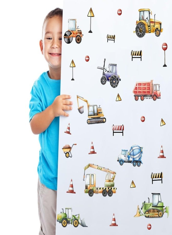YIMEHDAN Watercolor Truck Wall Decal, Cartoon Construction Tractor Excavator Crane Vinyl Wall Stickers, Engineering Vehicle Car Artwork for Boys Bedroom Playroom Decor - Image 2
