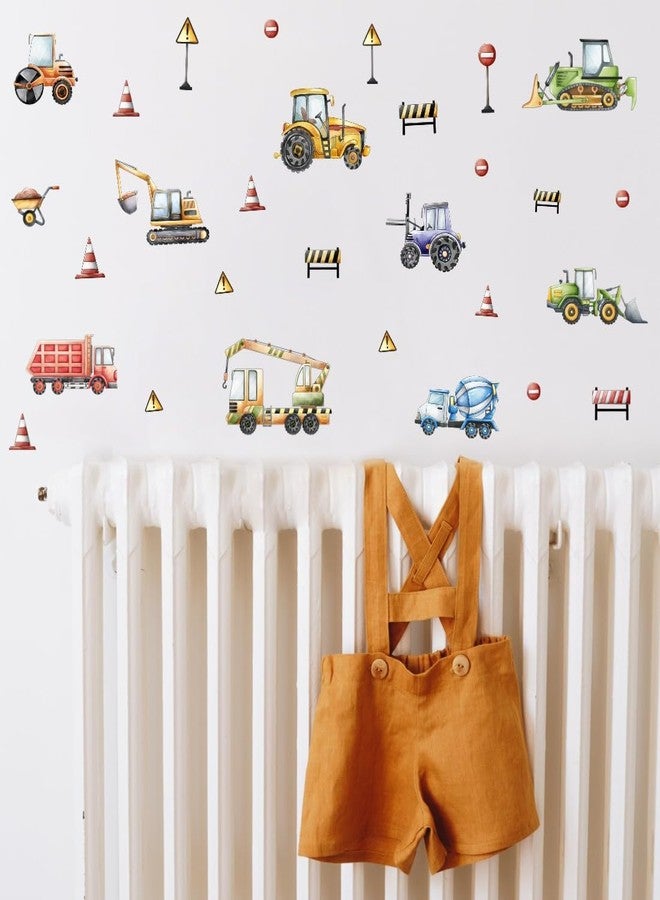YIMEHDAN Watercolor Truck Wall Decal, Cartoon Construction Tractor Excavator Crane Vinyl Wall Stickers, Engineering Vehicle Car Artwork for Boys Bedroom Playroom Decor - Image 5