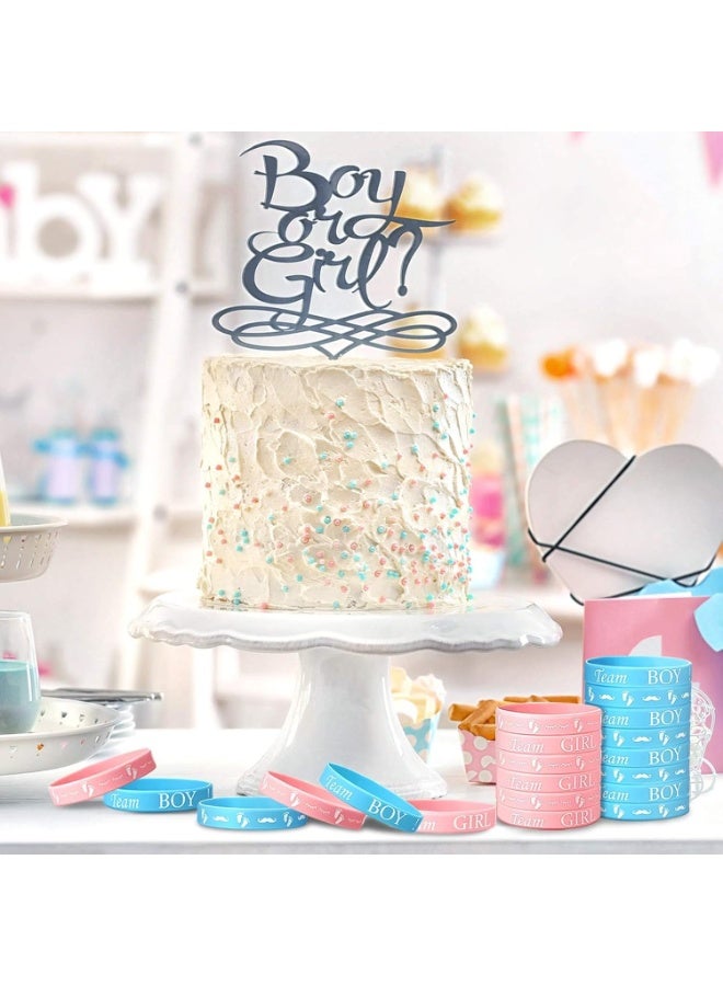 أساور كشف جنس الطفل 20 قطعة، أساور سيليكون لحفلة كشف الجنس، سوار مطاطي لفريق كلاهما لحفلة كشف جنس الطفل، مستلزمات هدايا حفلة الاستحمام للطفل - Image 3