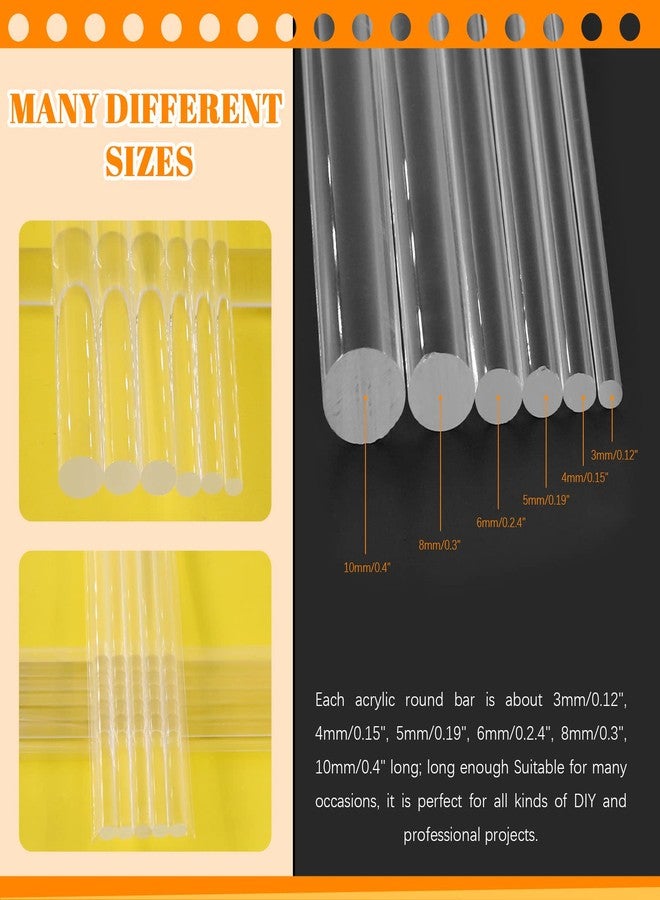Rustark 30Pcs 6 Sizes Acrylic Dowel Rods Assortment Kit 300mm L 3mm-10mm Dia Clear Rods Clear Sticks Transparent Round Stick for Model Making DIY Crafts - Image 4