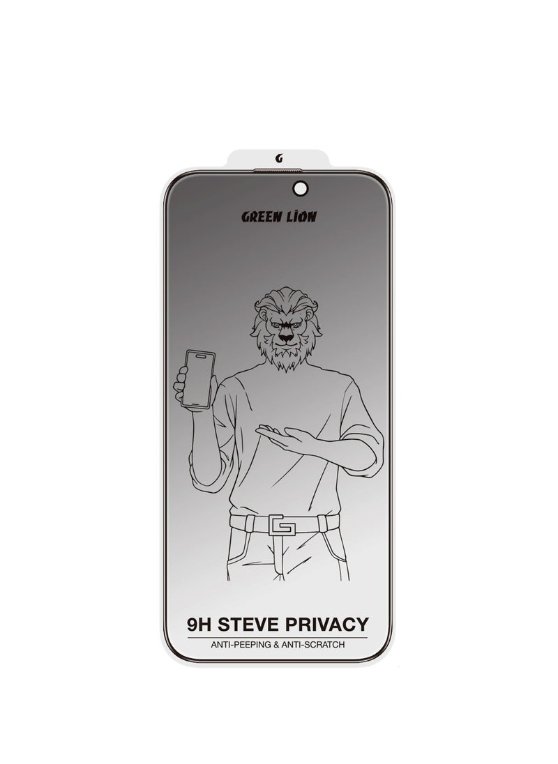GREEN LION - iPhone 16 Pro Max Screen Protector 9H Steve Privacy Glass Protector / Anti-Peeping / Anti-Scratch / Highly Responsive / Shockproof Test / Anti-Fingerprint - Black Edge/Privacy - Image 1