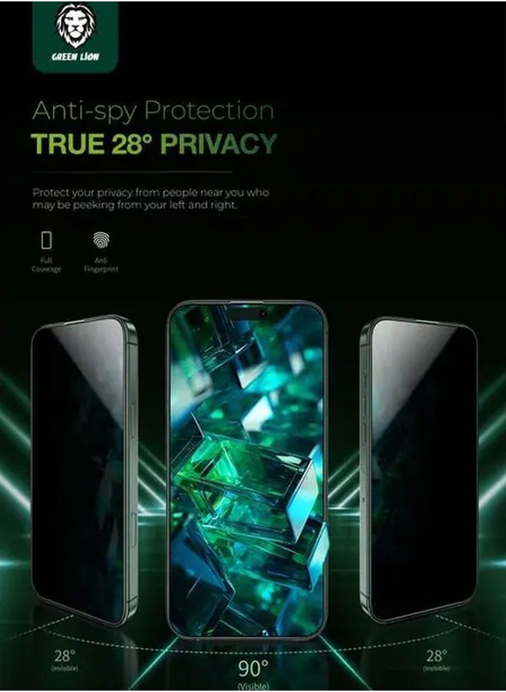 GREEN LION - iPhone 16 Pro Max Screen Protector 9H Steve Privacy Glass Protector / Anti-Peeping / Anti-Scratch / Highly Responsive / Shockproof Test / Anti-Fingerprint - Black Edge/Privacy - Image 1