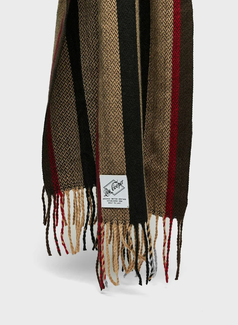 Lee Cooper Chevron Striped Scarf Tasseled
