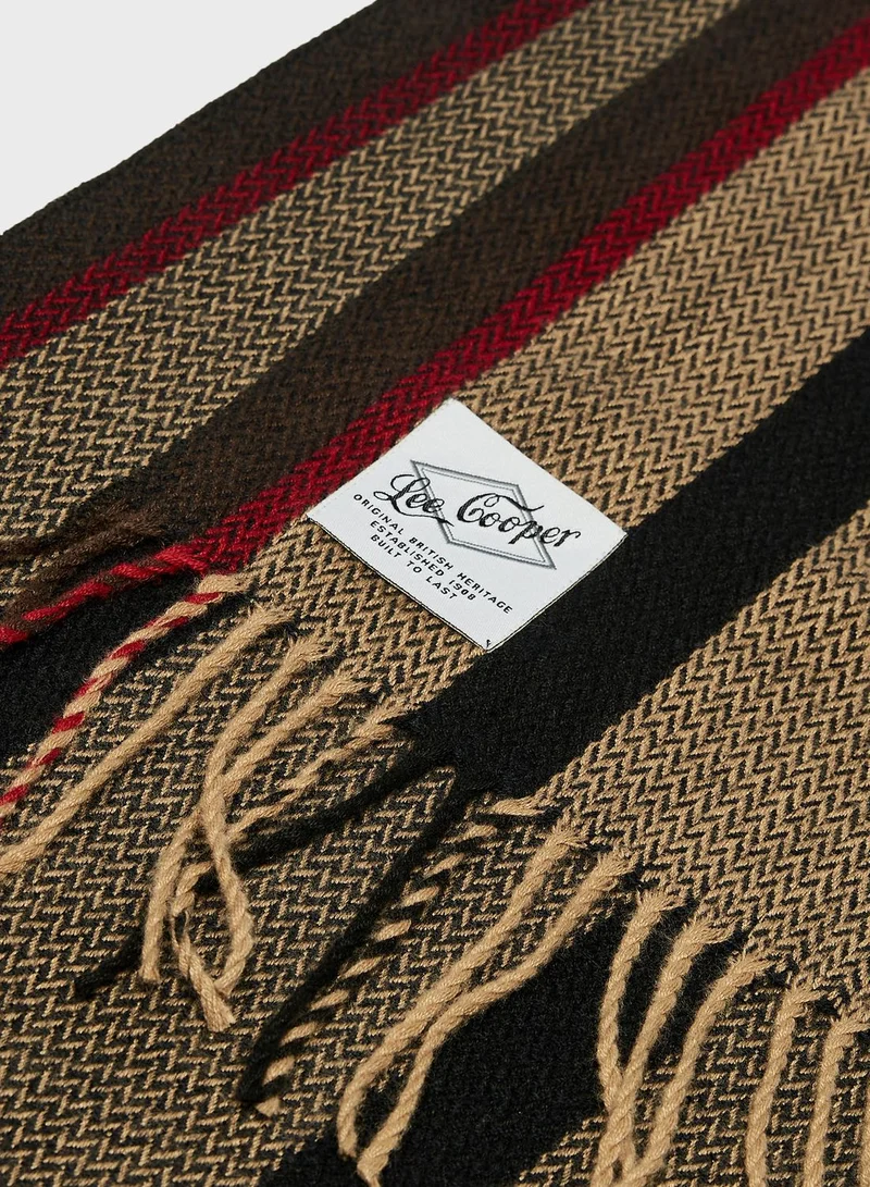 Lee Cooper Chevron Striped Scarf Tasseled