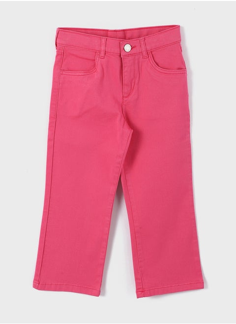Basic Wide Leg Girls' Trousers