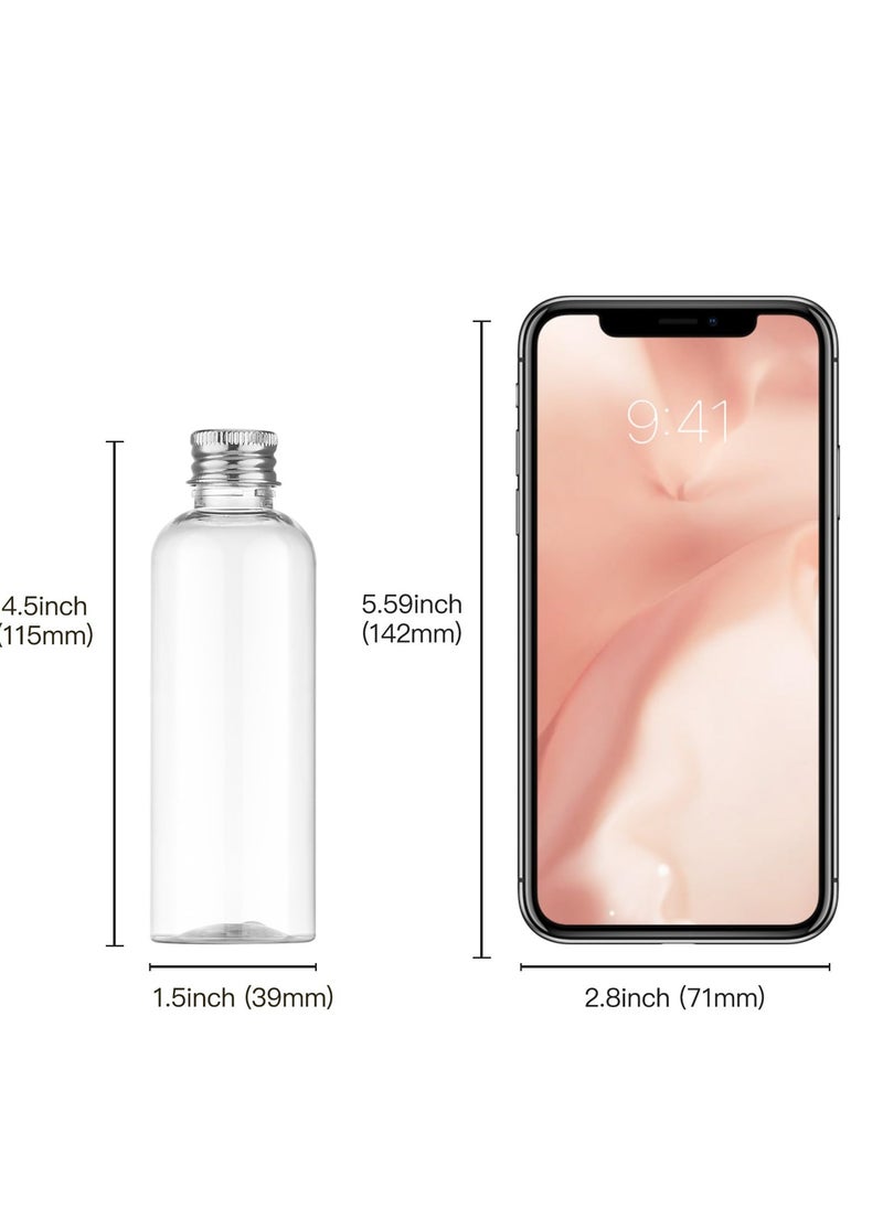 SYOSI - 3.4 oz Travel Size Bottles, 5 PCS Refillable, Leak-Proof Cosmetic Containers with Silvery Screw Cap, 100ml Clear Bottles for Travel Essentials - Image 1