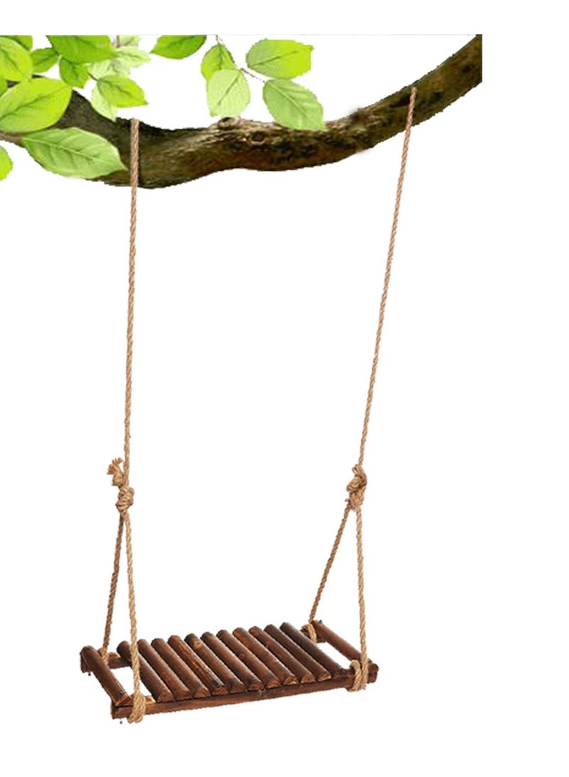 LINGWEI Wooden Swing Seat with Adjustable Rop Solid Wooden Hanging Swing Chair For Indoor and Outdoor - Image 1