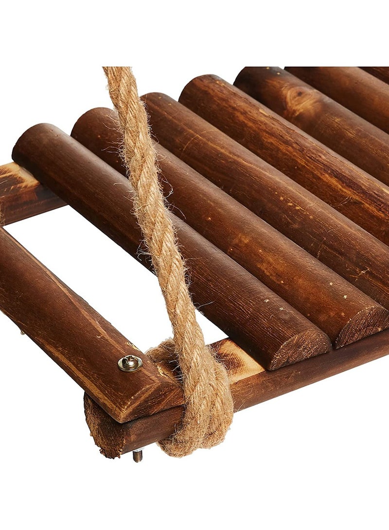 LINGWEI Wooden Swing Seat with Adjustable Rop Solid Wooden Hanging Swing Chair For Indoor and Outdoor - Image 4