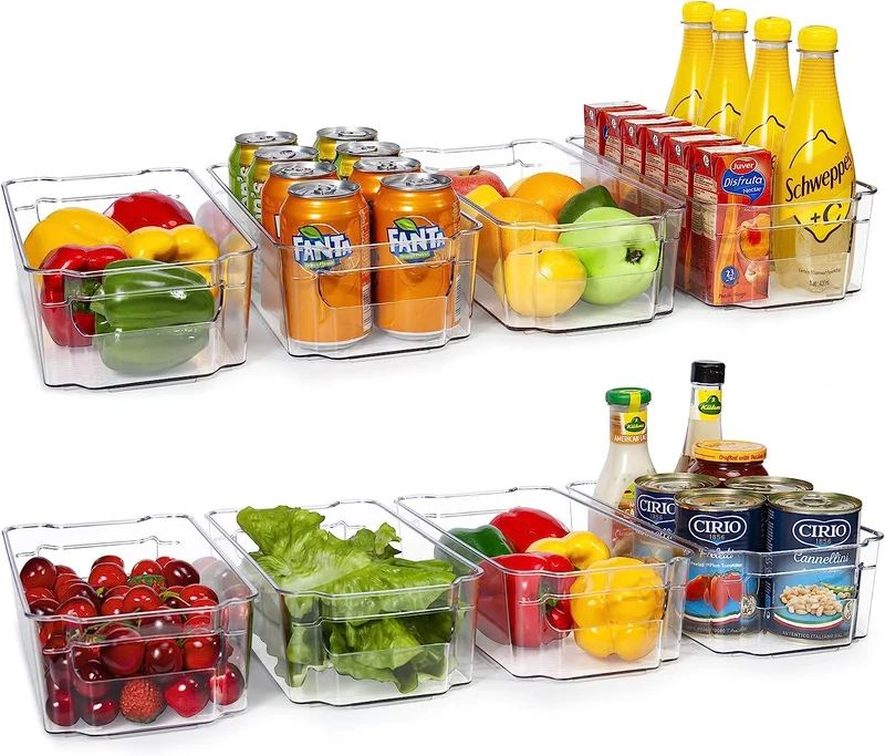 Casa Quesera Refrigerator Organizer Bins - 8 Pieces, 12.5in Long, Clear