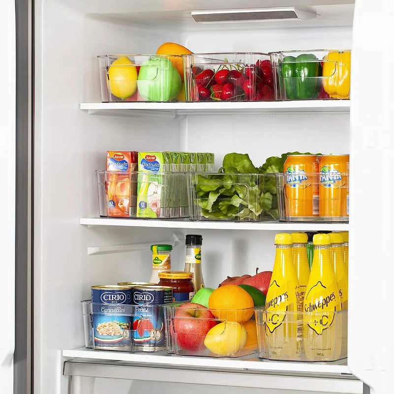 Quesera  Refrigerator Organizer Bins - 8 Pieces, 12.5in Long, Clear  | Best Price UAE