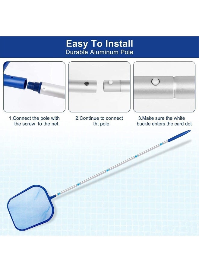 DUNISO Pool Skimmer, Hot Tub Cleaning Kit, Pool Leaf Collector, Fine Mesh With 5-Section Aluminum Pole, Pool Cleaning Brush For Cleaning Garden Pond Hot Tubs And Spas. - Image 4