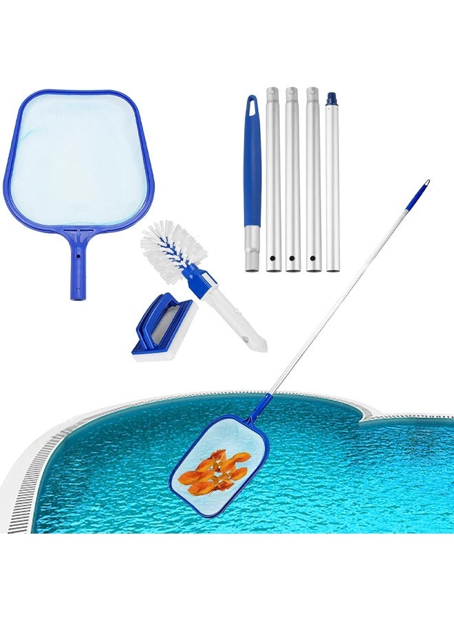 DUNISO Pool Skimmer, Hot Tub Cleaning Kit, Pool Leaf Collector, Fine Mesh With 5-Section Aluminum Pole, Pool Cleaning Brush For Cleaning Garden Pond Hot Tubs And Spas. - Image 1