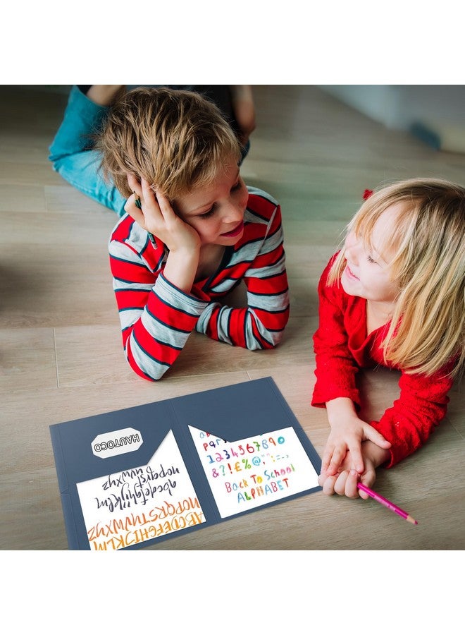 هاوتوكو مجلدات ذات جيوب، عبوة من 25 مجلدًا بجيبين تناسب حجم الخطاب، مجلد ملفات مع جيوب للمدرسة والمكتب والأعمال المنزلية، ورق منقوش على الوجهين، أزرق غامق - Image 5