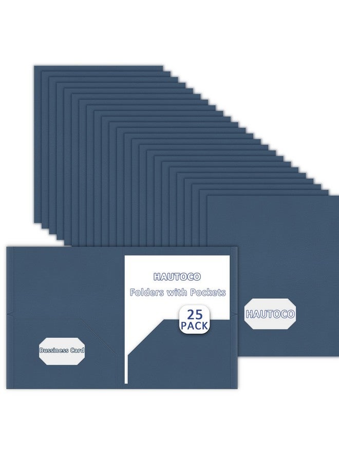 هاوتوكو مجلدات ذات جيوب، عبوة من 25 مجلدًا بجيبين تناسب حجم الخطاب، مجلد ملفات مع جيوب للمدرسة والمكتب والأعمال المنزلية، ورق منقوش على الوجهين، أزرق غامق - Image 1