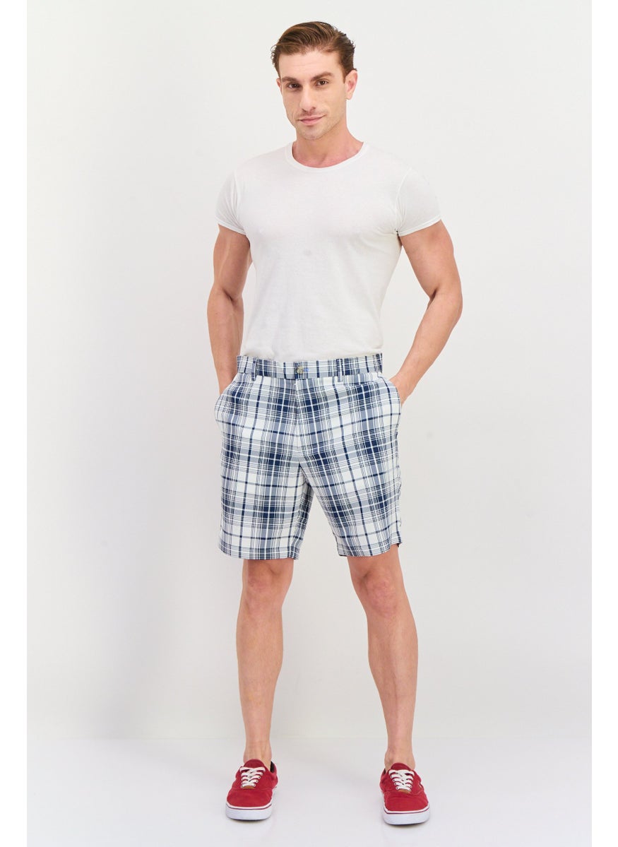 Tailorbyrd - Men Plaid Basic Short, Navy - Image 1