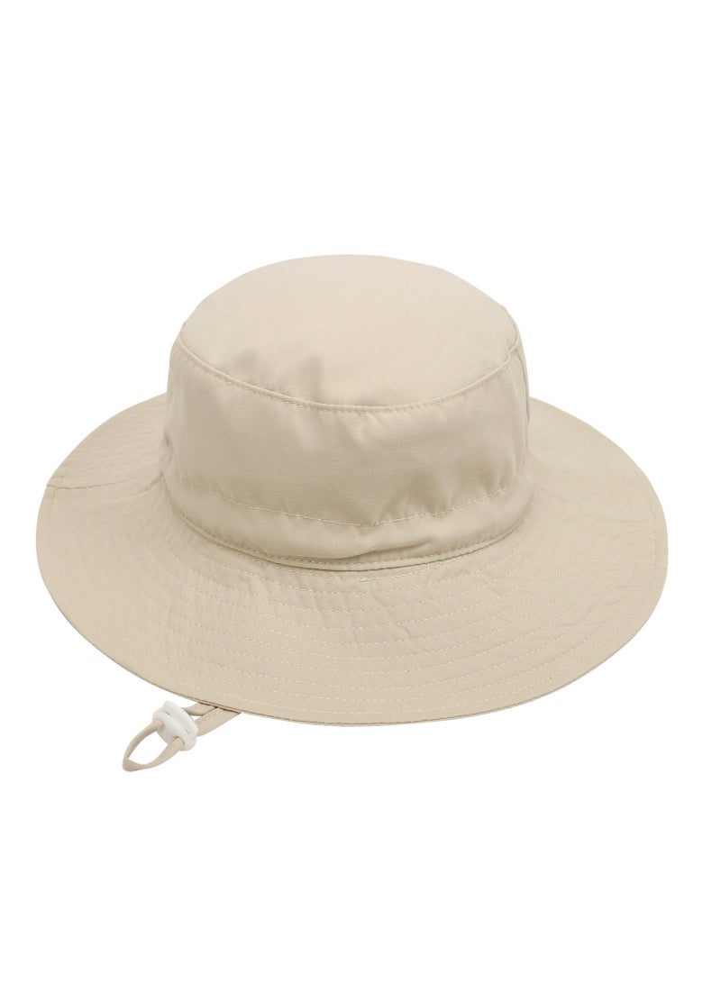 قبعة دلو الطفل الصيفي واسعة الحواف قبعات الشاطئ القابلة للتعديل للأولاد والبنات واقية من الشمس قبعة الشاطئ قبعات الأطفال (البيج xs) - Image 2