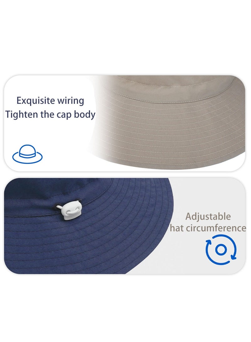 قبعة دلو الطفل الصيفي واسعة الحواف قبعات الشاطئ القابلة للتعديل للأولاد والبنات واقية من الشمس قبعة الشاطئ قبعات الأطفال (البيج xs) - Image 4