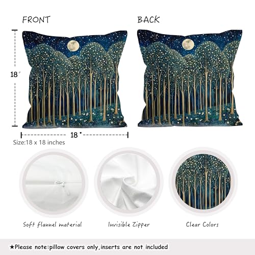BUJSP Vintage William Morris Moon Inspired Forest Green Decor Throw Pillow Covers 18x18 Set of 2,Rustic Botanical Nature Decorative Throw Pillow Covers for Home Bedroom Living Room - Image 2