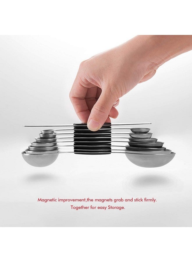 EDELIN Measuring Cups and Magnetic Measuring Spoons Set, Stainless Steel 5 Cups and 7 Spoons (Black) - Image 3
