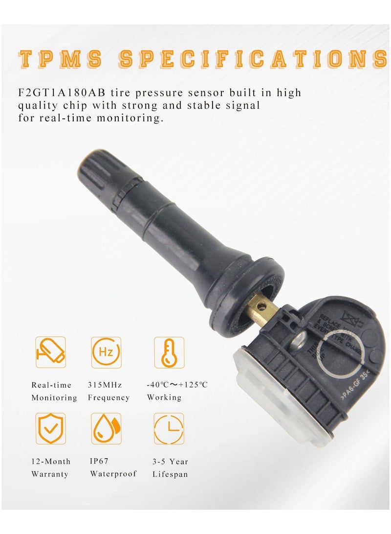 ستارويل مستشعر ضغط الإطارات F2GT1A180AB، مجموعة حساسات TPMS من 4 قطع متوافقة مع فورد F350 2015 و2016 وف150 وإكسبلورر وماستنج وإدج من 2015-2019، بديل ل لينكولن كونتيننتال MKX، يحل محل F2GZ-1A189-A F2GT1A180AB  - Image 3
