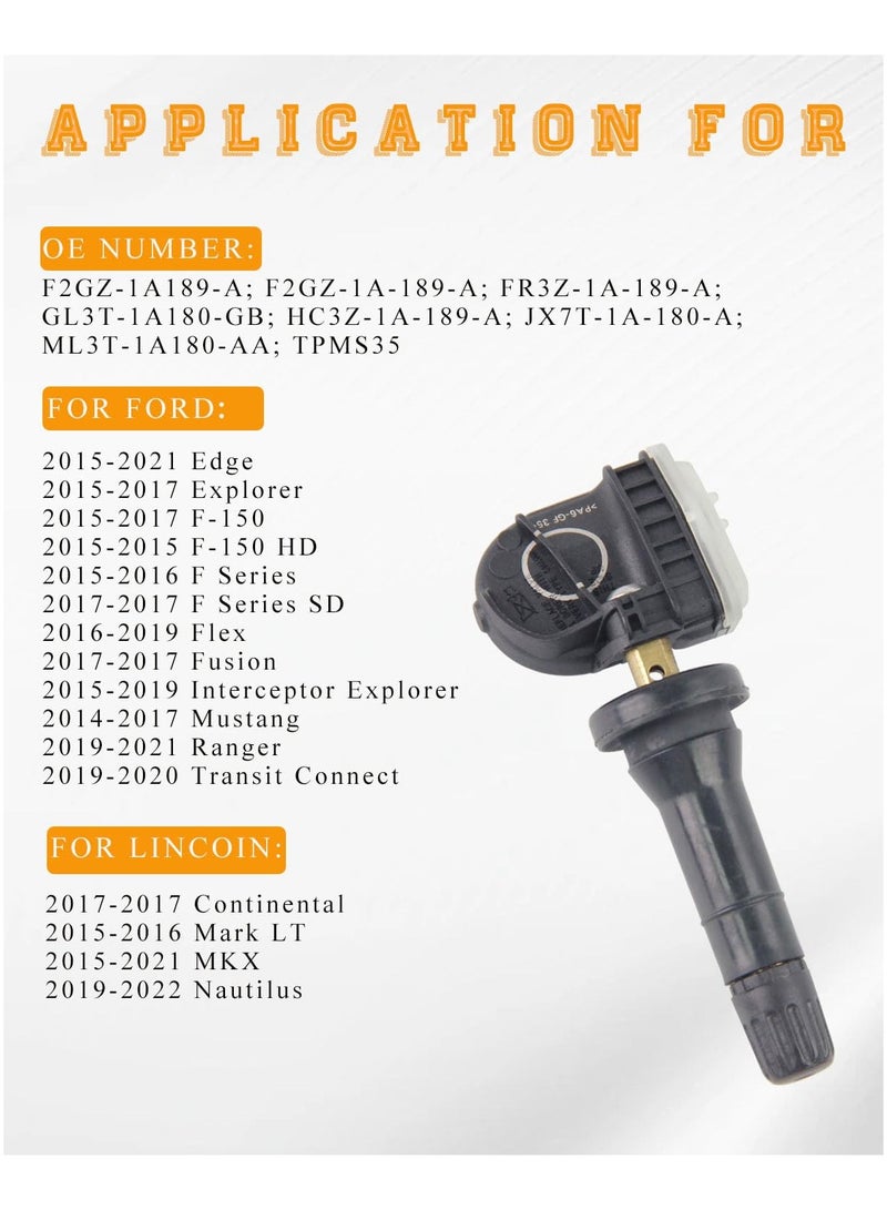 ستارويل مستشعر ضغط الإطارات F2GT1A180AB، مجموعة حساسات TPMS من 4 قطع متوافقة مع فورد F350 2015 و2016 وف150 وإكسبلورر وماستنج وإدج من 2015-2019، بديل ل لينكولن كونتيننتال MKX، يحل محل F2GZ-1A189-A F2GT1A180AB  - Image 5