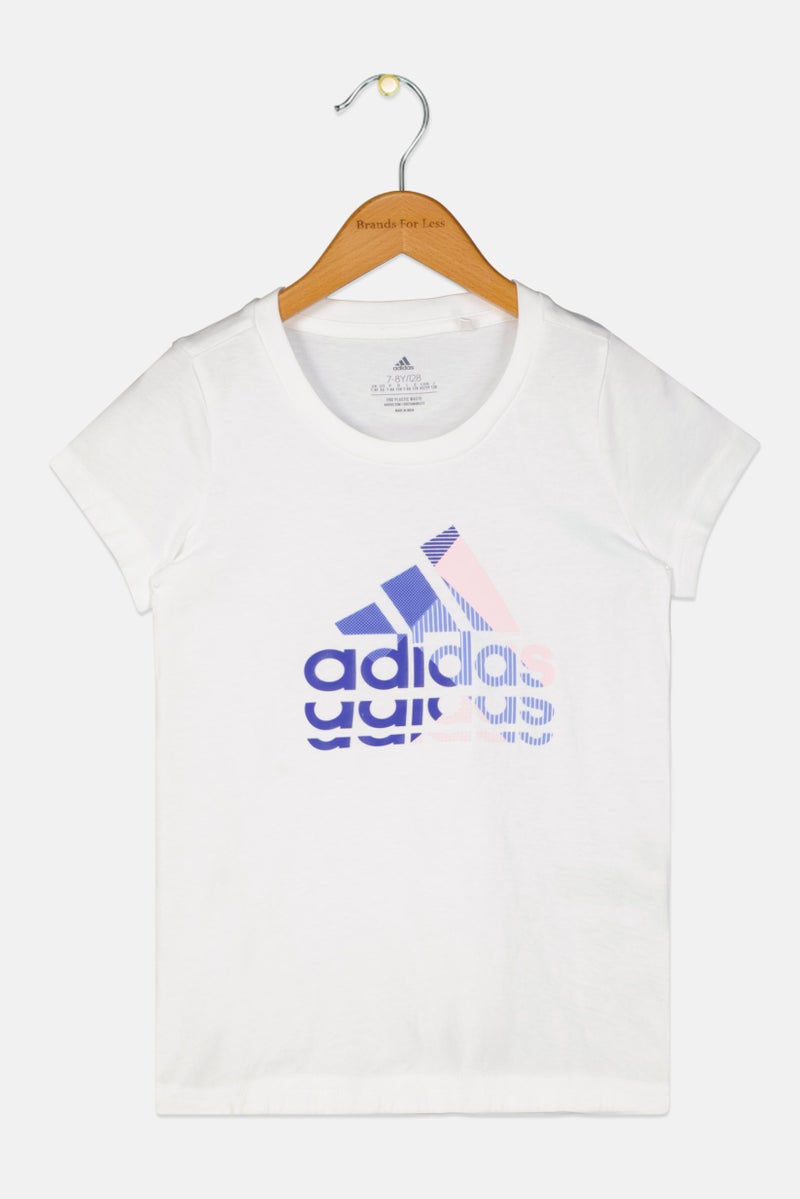 Adidas Kids Girl Sportswear Fit Short Sleeve Outdoor Top, White  - Image 1