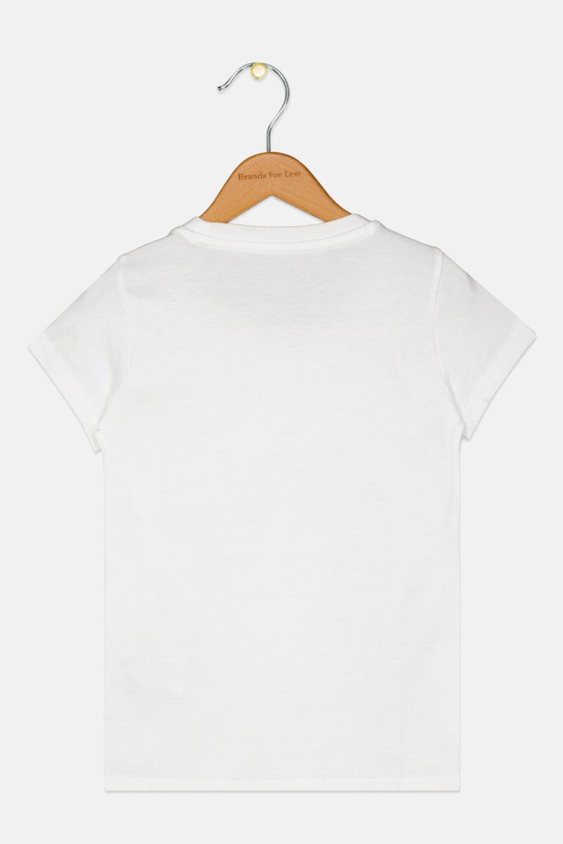 Adidas Kids Girl Sportswear Fit Short Sleeve Outdoor Top, White  - Image 2