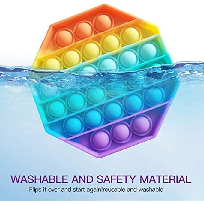 yeesport 2PCS Kids Octagon Fidget Toy Funny Stress Reliever Toy Bubble Pop Toy Fidget Toys Silicone Squeeze Toy - Image 2