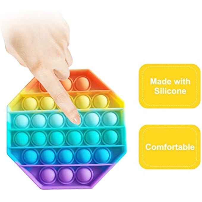 yeesport 2PCS Kids Octagon Fidget Toy Funny Stress Reliever Toy Bubble Pop Toy Fidget Toys Silicone Squeeze Toy - Image 5