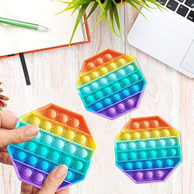yeesport 2PCS Kids Octagon Fidget Toy Funny Stress Reliever Toy Bubble Pop Toy Fidget Toys Silicone Squeeze Toy - Image 4