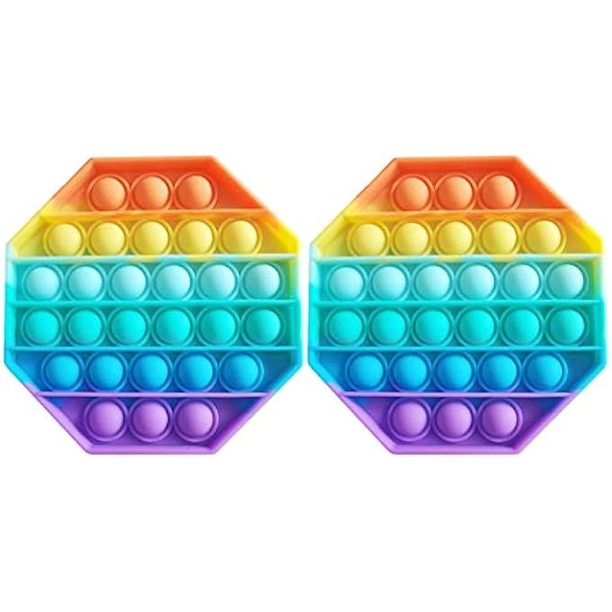 yeesport 2PCS Kids Octagon Fidget Toy Funny Stress Reliever Toy Bubble Pop Toy Fidget Toys Silicone Squeeze Toy - Image 1