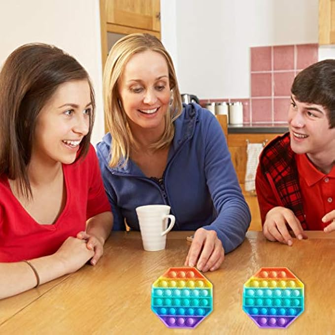 yeesport 2PCS Kids Octagon Fidget Toy Funny Stress Reliever Toy Bubble Pop Toy Fidget Toys Silicone Squeeze Toy - Image 3