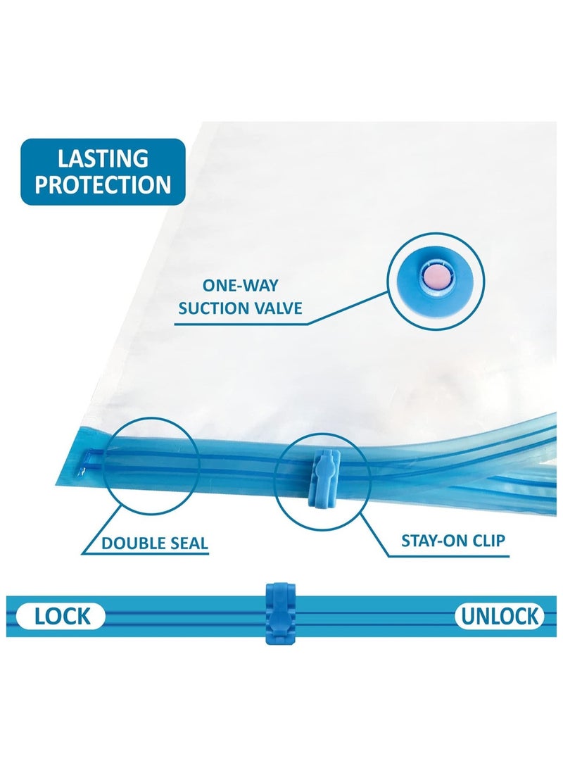 Vacuum Storage Bags - Pack of 12 (2Jumbo/3 Large/3 Medium/3 Small /2 Pumps) Re-usable Travel Compression Storage Bags For Clothes, Comforters & Blankets - Space Saver Bags with Hand Pump - Image 4
