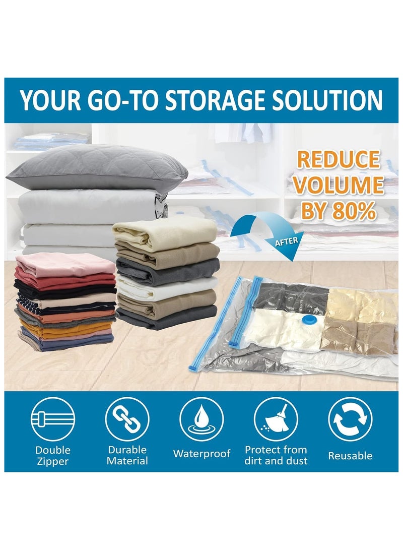 Vacuum Storage Bags - Pack of 12 (2Jumbo/3 Large/3 Medium/3 Small /2 Pumps) Re-usable Travel Compression Storage Bags For Clothes, Comforters & Blankets - Space Saver Bags with Hand Pump - Image 5