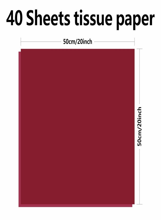 Luckonway 40 Sheets 20x20 Inch Burgundy Tissue Paper for Gift Bags – Bulk Gift Wrapping Paper for Christmas, Weddings, Parties & Art Crafts (Burgundy) - Image 2