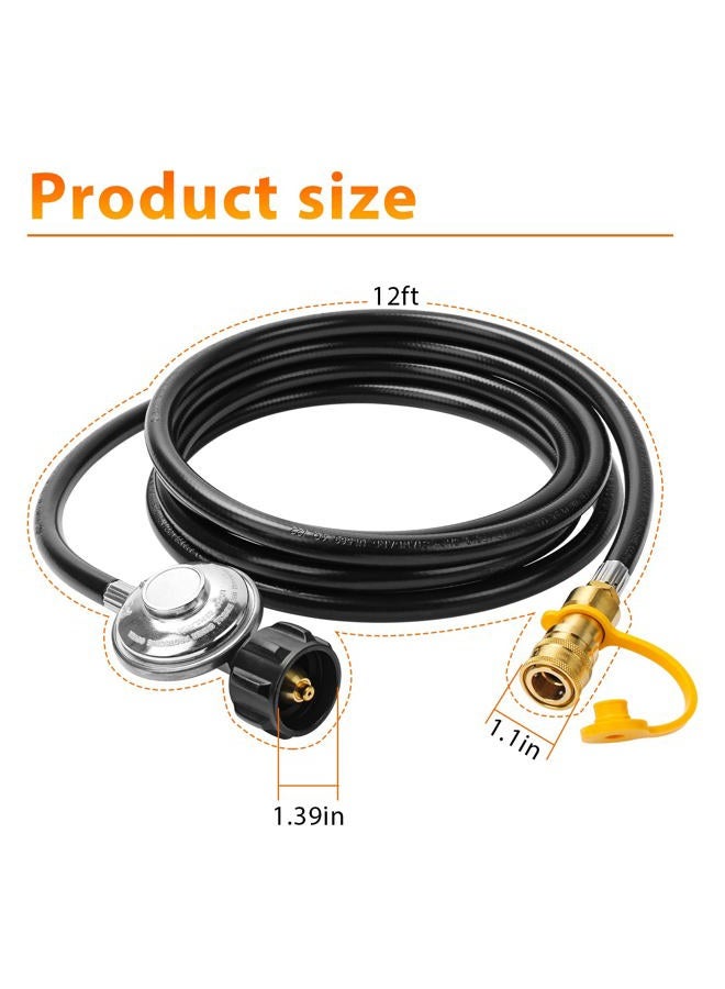 ArrogantF 12ft Heater Propane Hose with Regulator, 3/8" Quick Disconnect Replacement for F271803 Big Buddy Indoor Outdoor Heater, Barbecue Grill, Camper, Connect 10-100 Gallons Portable Propane Tank - Image 2