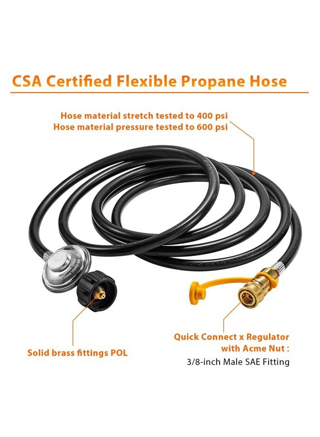 ArrogantF 12ft Heater Propane Hose with Regulator, 3/8" Quick Disconnect Replacement for F271803 Big Buddy Indoor Outdoor Heater, Barbecue Grill, Camper, Connect 10-100 Gallons Portable Propane Tank - Image 3