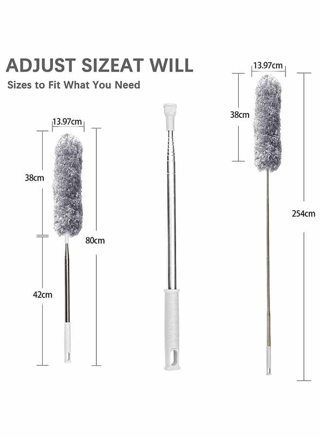 كيلا منفضة غبار قابلة للتمديد، منفضة ريش مع عمود تمديد من الفولاذ المقاوم للصدأ، مع رأس قابل للانحناء، منفضة غبار قابلة للتمديد لتنظيف مروحة السقف العالية الداخلية من فجوات شبكة العنكبوت (250 سم) - Image 5