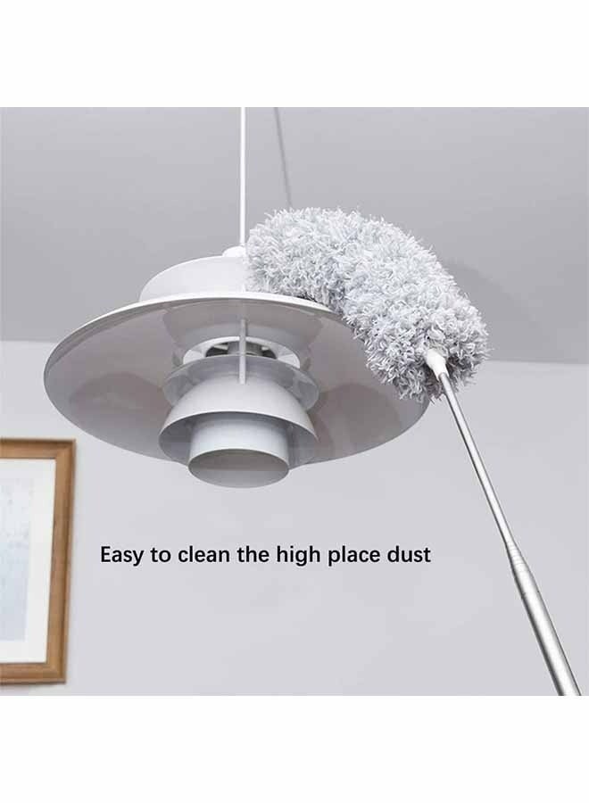 كيلا منفضة غبار قابلة للتمديد، منفضة ريش مع عمود تمديد من الفولاذ المقاوم للصدأ، مع رأس قابل للانحناء، منفضة غبار قابلة للتمديد لتنظيف مروحة السقف العالية الداخلية من فجوات شبكة العنكبوت (250 سم) - Image 3